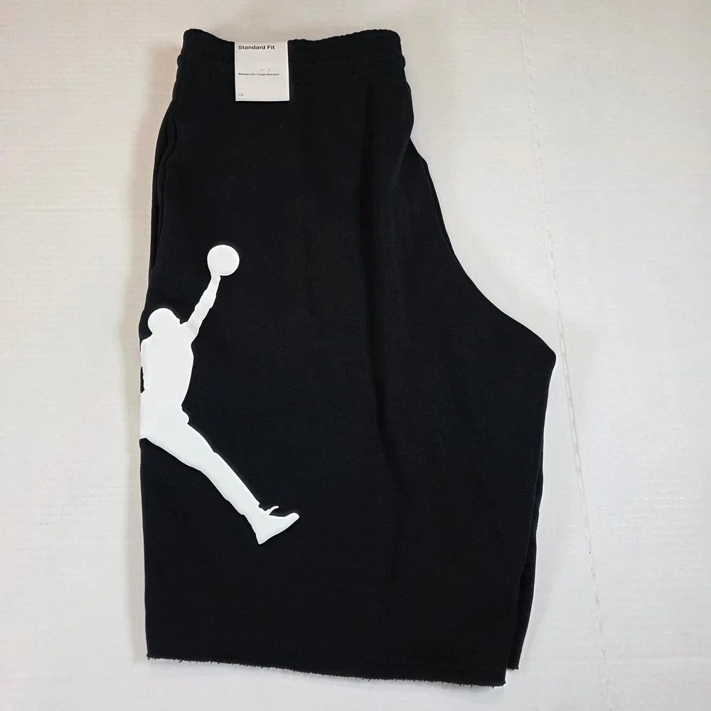 ⁠Nike Air Jordan Jumpman Logo Men's Fleece Shorts Black White AQ3115-010 Size M⁠